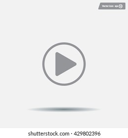 Play button web icon, flat design