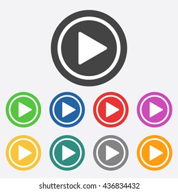 Play button web icon. Flat vector illustration