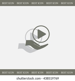 Play button web icon, flat design