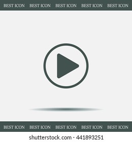 Play button web icon, flat design