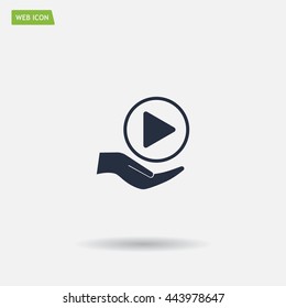 Play button web icon, flat design
