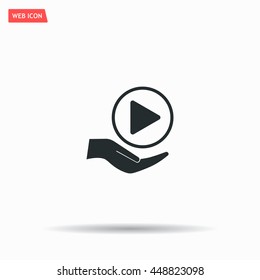 Play button web icon, flat design