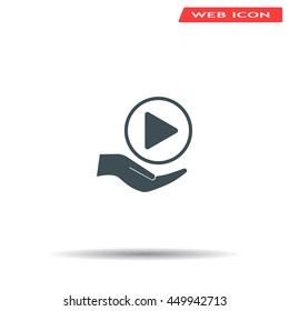 Play button web icon, flat design