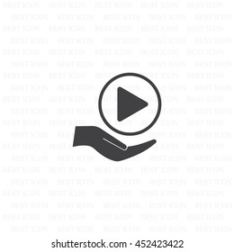 Play button web icon, flat design