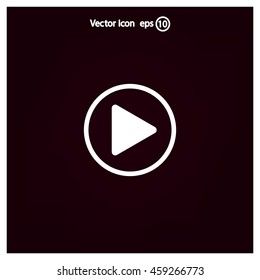 Play button web icon, flat design