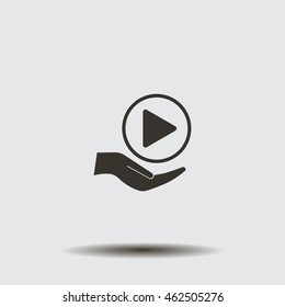 Play button web icon, flat design