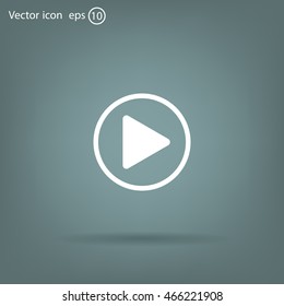 Play button web icon, flat design