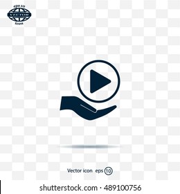 Play button web icon, flat design