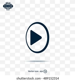 Play button web icon, flat design