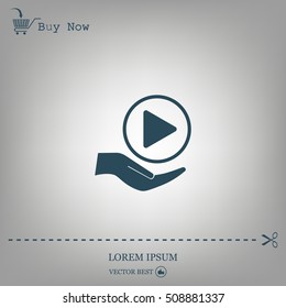Play button web icon, flat design