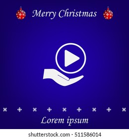 Play button web icon, flat design