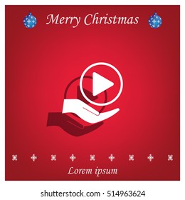 Play button web icon, flat design