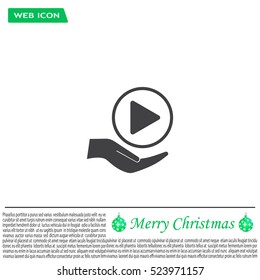 Play button web icon, flat design