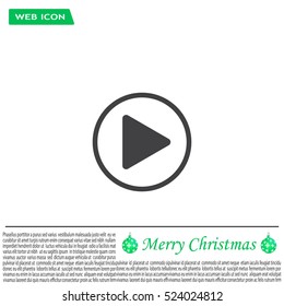 Play button web icon, flat design