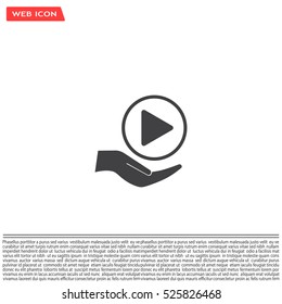 Play button web icon, flat design