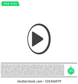 Play button web icon, flat design