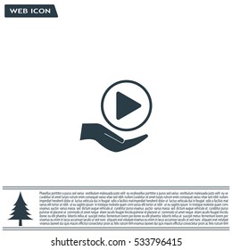 Play button web icon, flat design