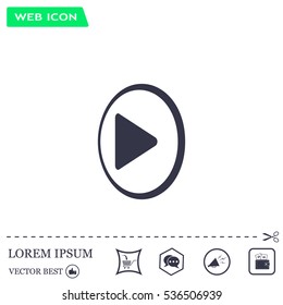 Play button web icon, flat design