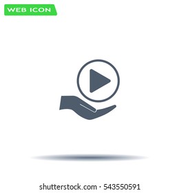 Play button web icon, flat design