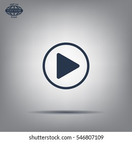 Play button web icon, flat design