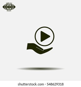 Play button web icon, flat design