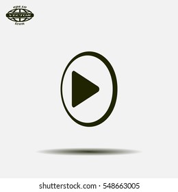 Play button web icon, flat design