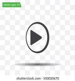 Play button web icon, flat design