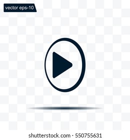 Play button web icon, flat design