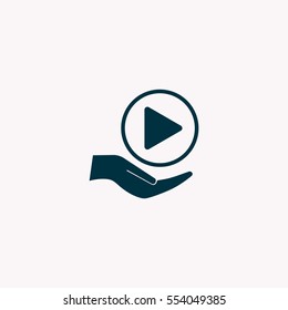Play button web icon, flat design