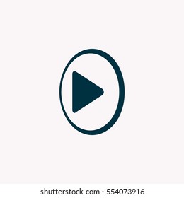 Play button web icon, flat design