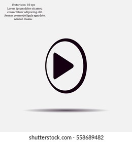 Play button web icon, flat design