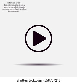 Play button web icon, flat design