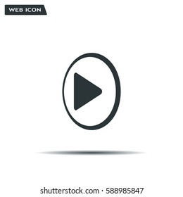 Play button web icon, flat design