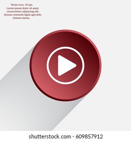 Play button web icon, flat design