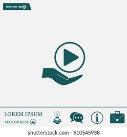 Play button web icon, flat design