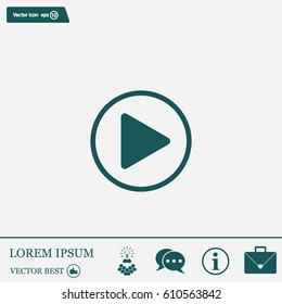 Play button web icon, flat design