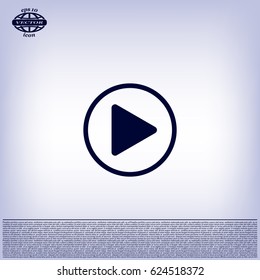 Play button web icon, flat design