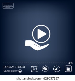 Play button web icon, flat design