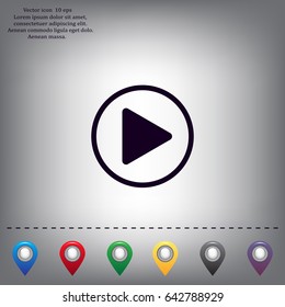 Play button web icon, flat design