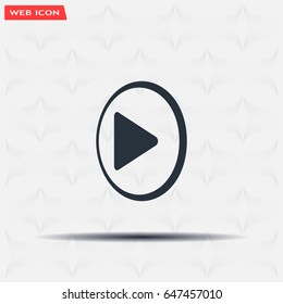 Play button web icon, flat design