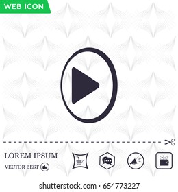 Play button web icon, flat design