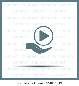 Play button web icon, flat design