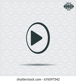 Play button web icon, flat design