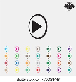 Play button web icon, flat design