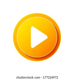 Play button web icon. Vector symbol circle isolated. Click, push the button, begin, start, forward, record, stop audio or video