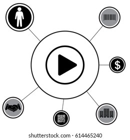 Play button web icon. vector illustration