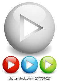 Play buttons - Arrow cut in circles with 3d effect.