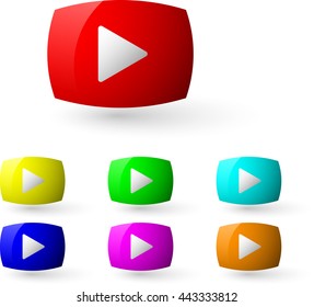 Play buttons colorful set vector