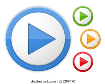 Play buttons, four colors, vector eps10 illustration