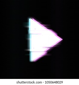 Play buttons in glitch style. Abstract minimal template design for branding. Modern background cover posters, banners, flyers, placards. 